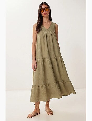 Abito midi con scollo a v e volant istanbul