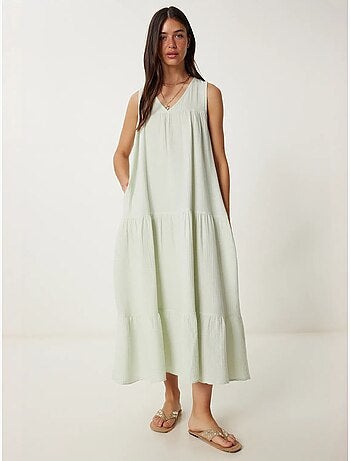 Abito midi con scollo a v e volant istanbul