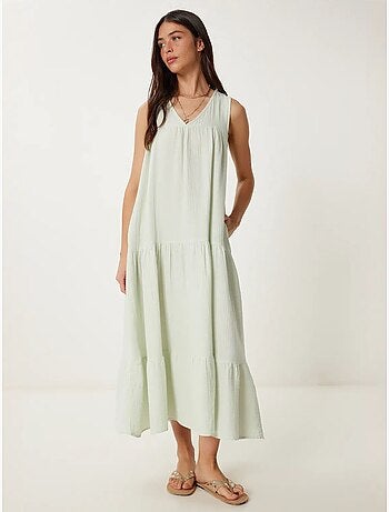 Abito midi con scollo a v e volant istanbul