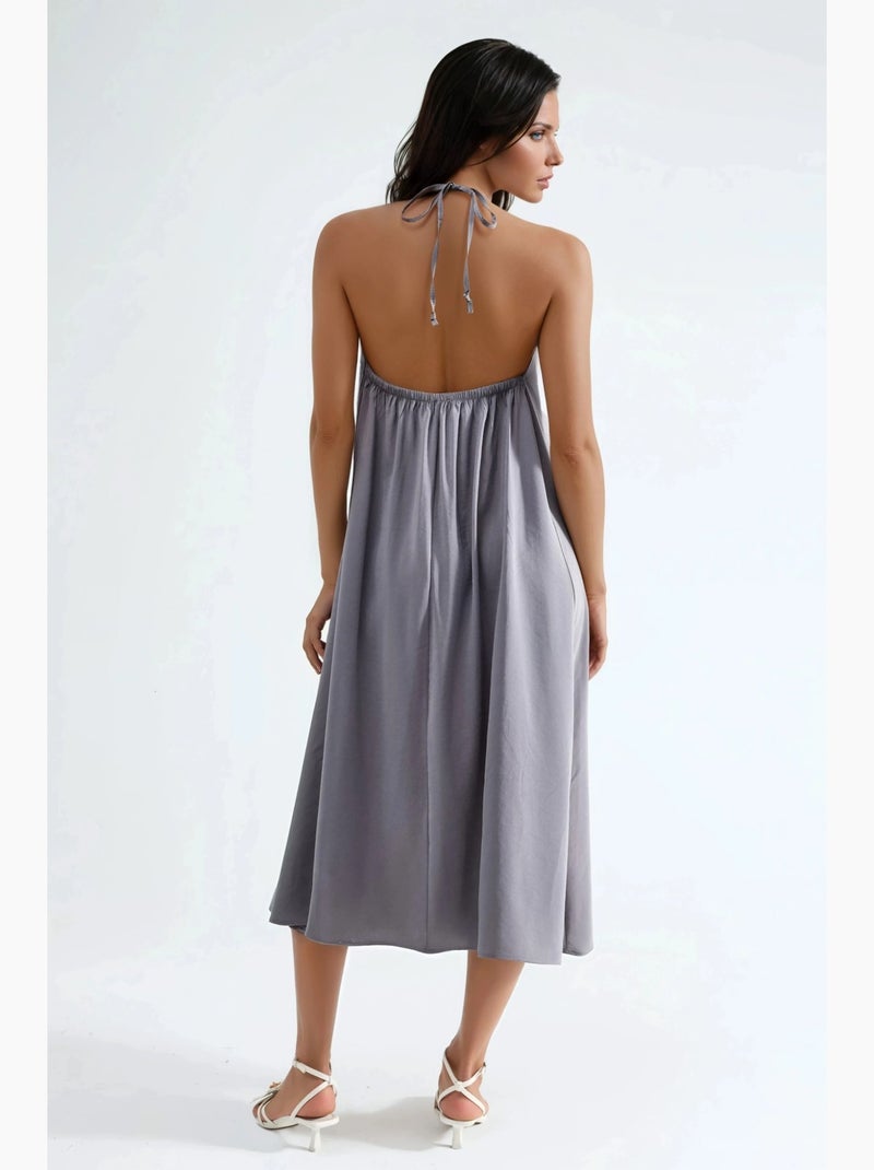 Abito midi con scollo all’americana busem Grigio scuro - Kiabi