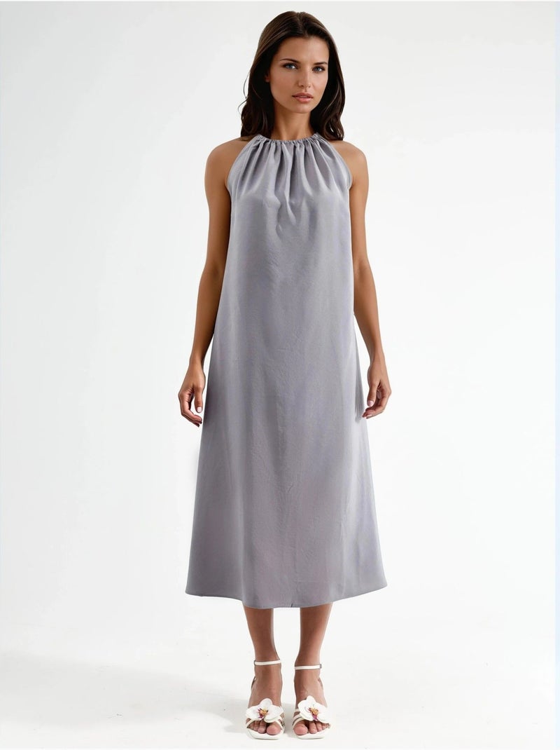 Abito midi con scollo all’americana busem Grigio scuro - Kiabi