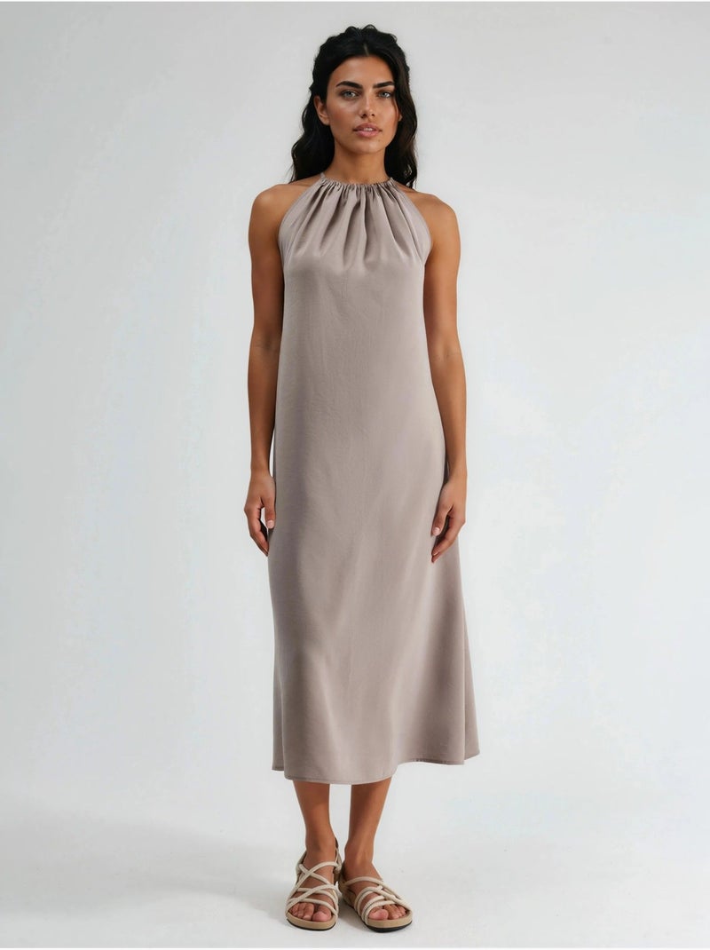 Abito midi con scollo all’americana busem Marrone nocciola - Kiabi