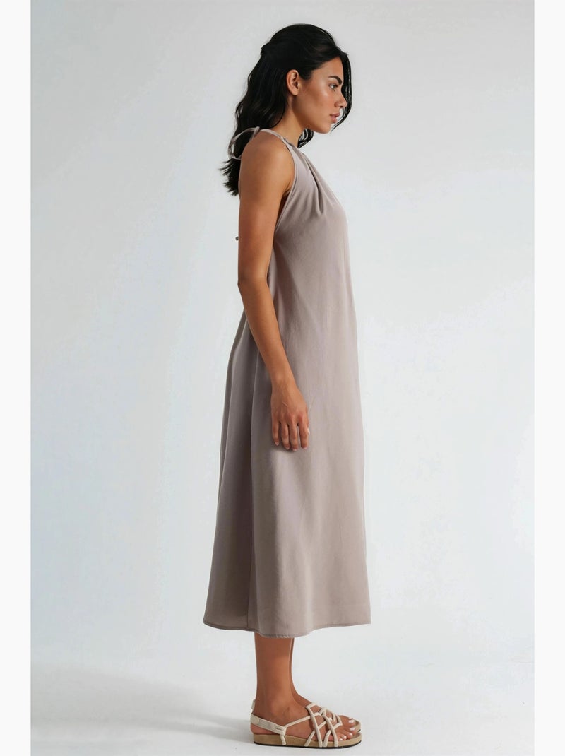 Abito midi con scollo all’americana busem Marrone nocciola - Kiabi