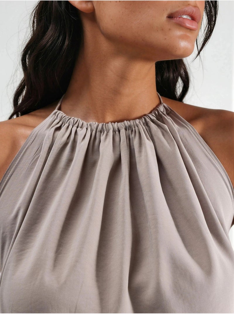 Abito midi con scollo all’americana busem Marrone nocciola - Kiabi