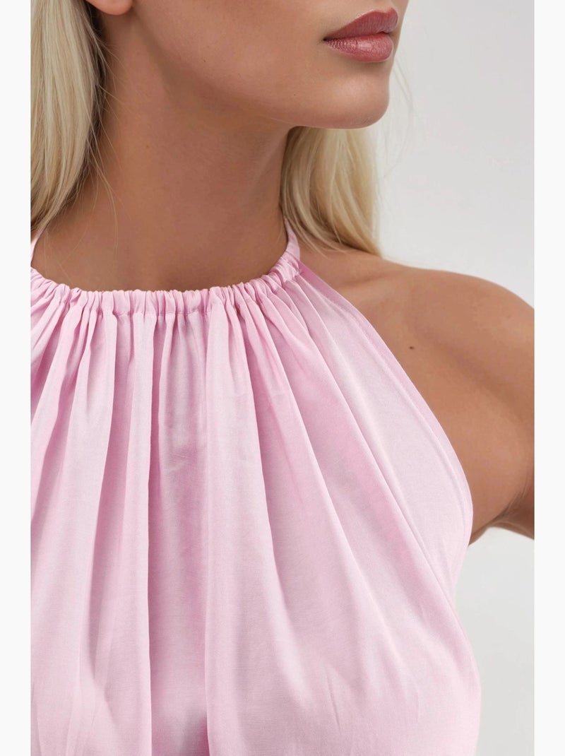 Abito midi con scollo all’americana busem Rosa pallido - Kiabi