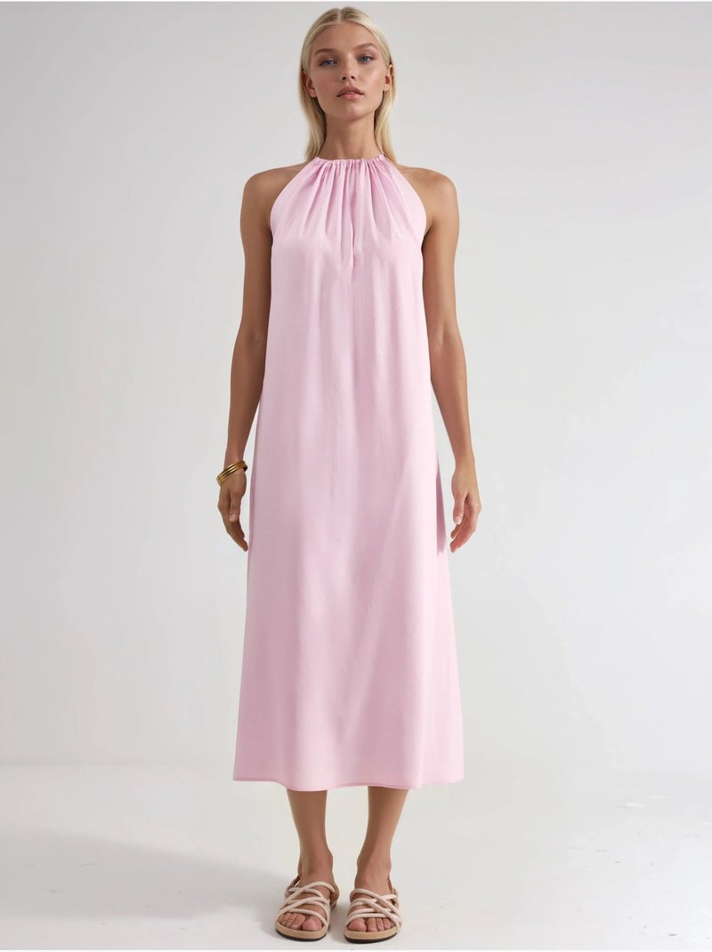 Abito midi con scollo all’americana busem Rosa pallido - Kiabi