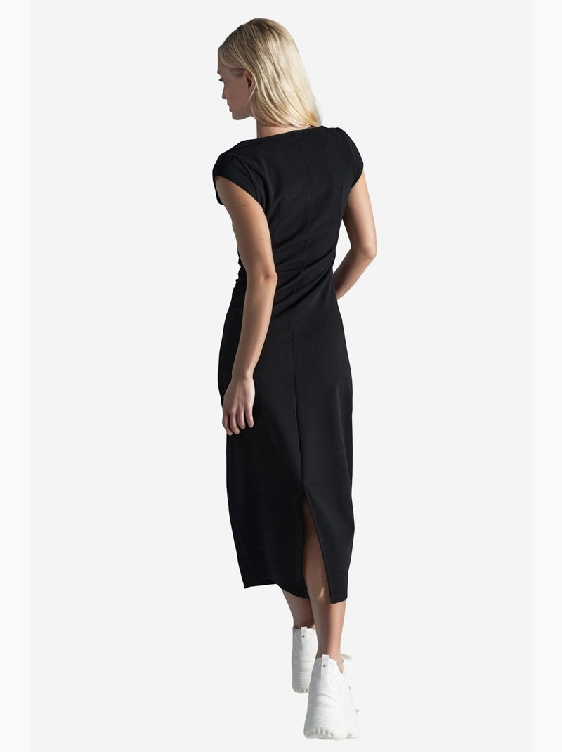 Abito midi con scollo quadrato e dettaglio con spacco busem Nero - Kiabi