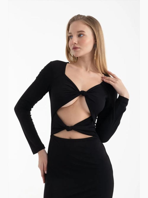 Abito midi con scollo rotondo, cut-out e maniche lunghe hiccup - Kiabi Abito midi con scollo rotondo, cut-out e maniche lunghe hiccup - Kiabi
