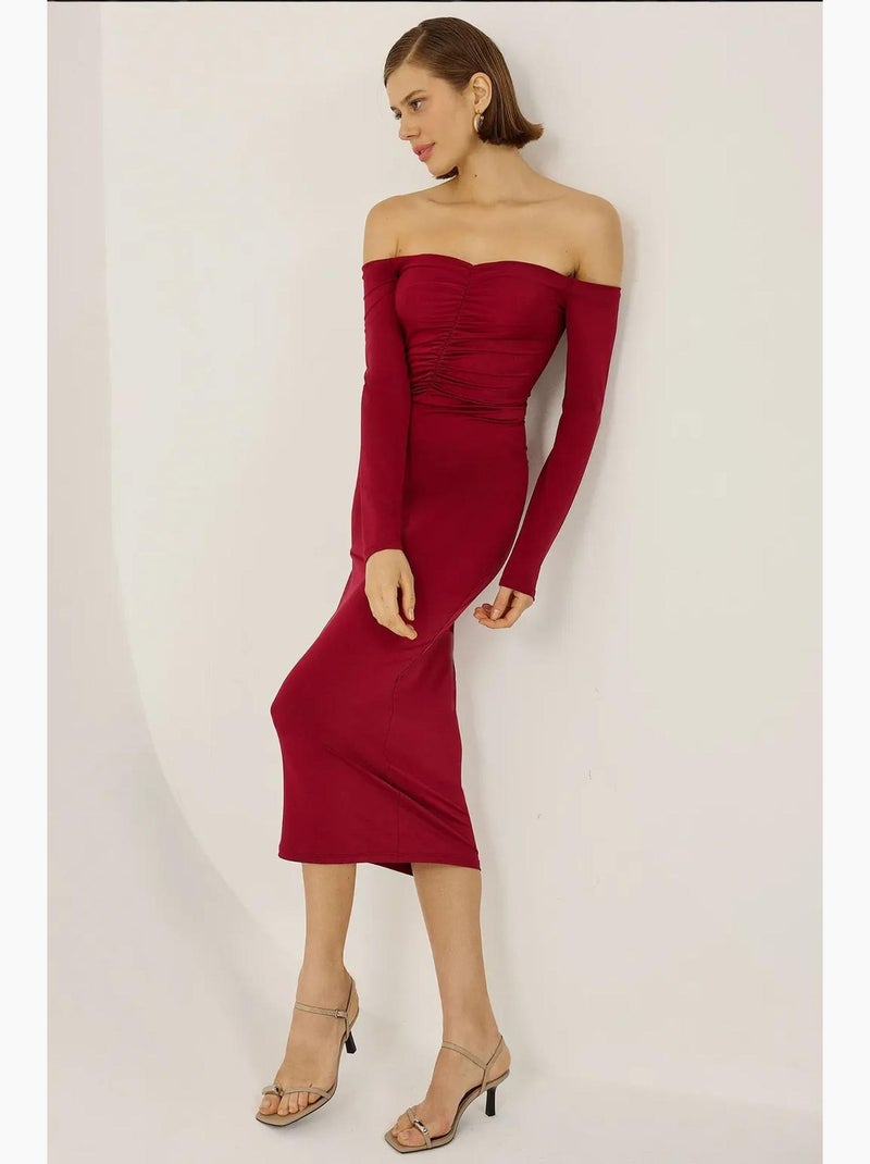 Abito midi con spalle scoperte hiccup Rosso - Kiabi