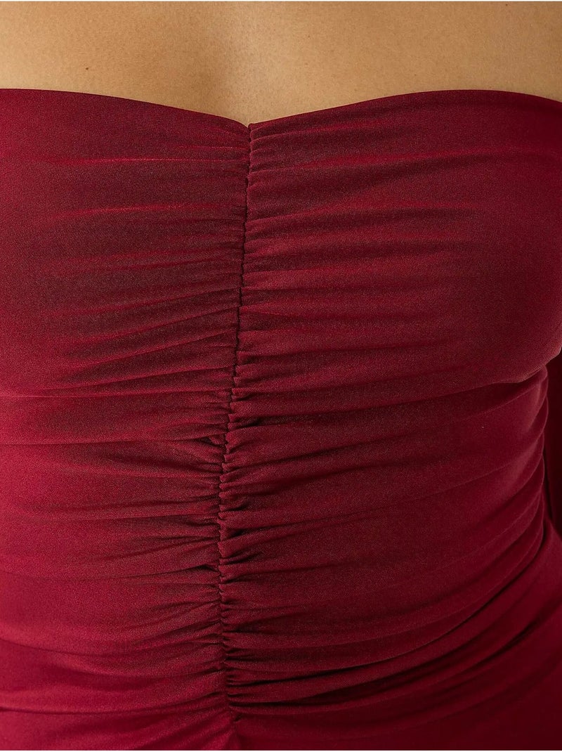 Abito midi con spalle scoperte Rosso - Kiabi