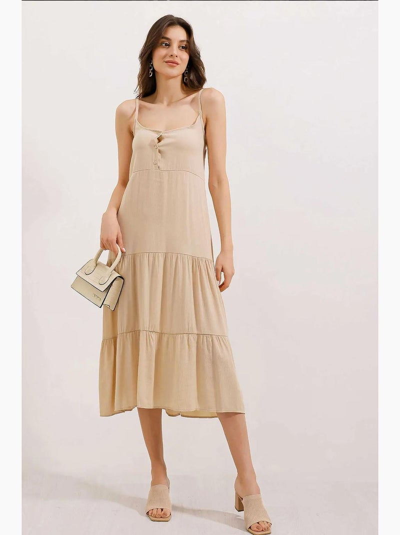 Abito midi con spalline bdart Crema - Kiabi