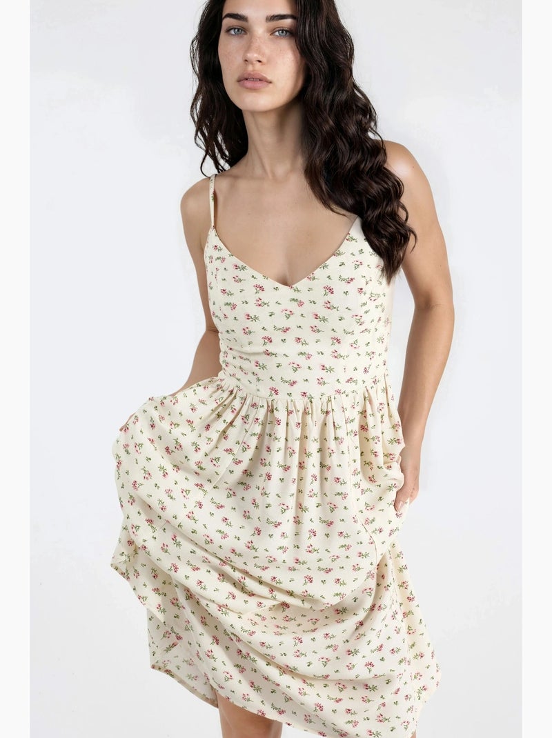 Abito midi con spalline floreale hiccup Beige - Kiabi