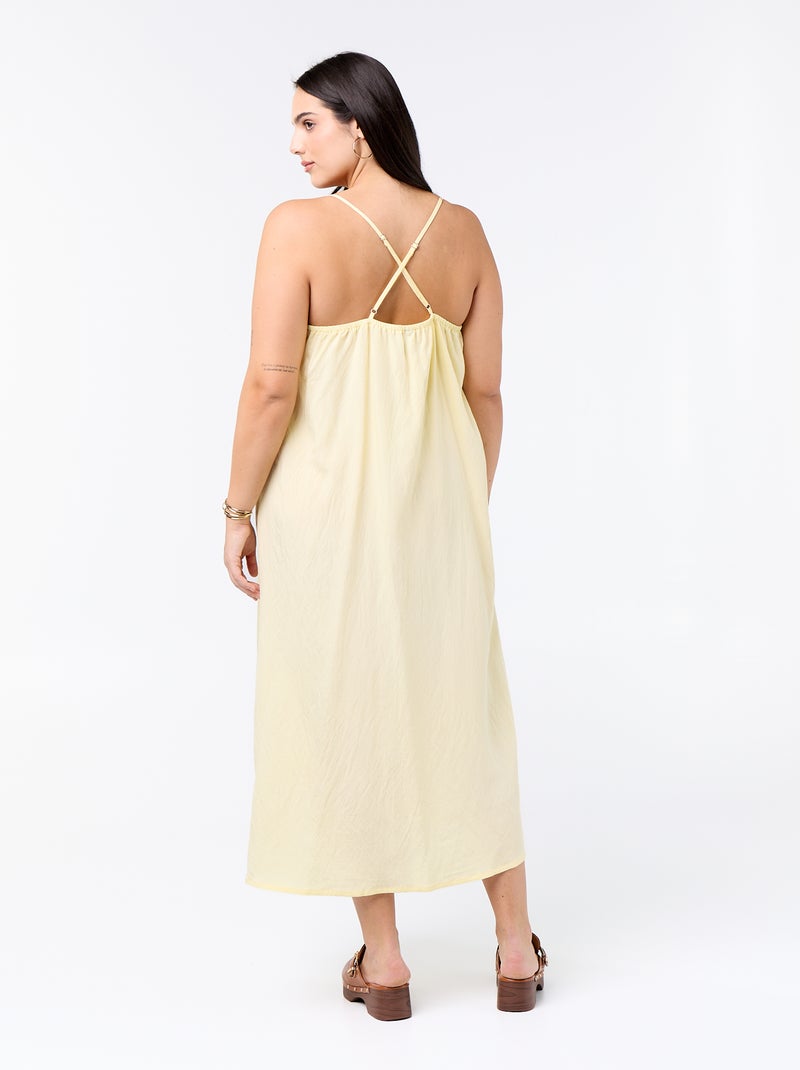 Abito midi con spalline regolabili Giallo - Kiabi