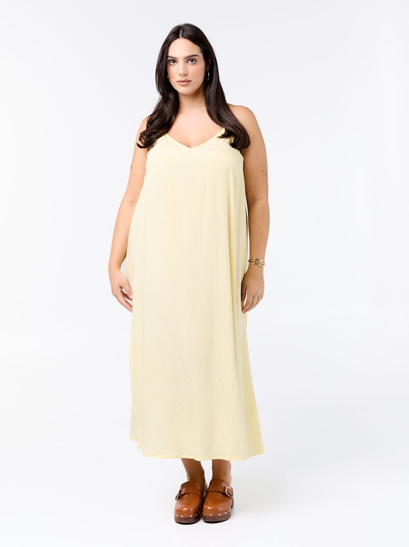 Abito midi con spalline regolabili Giallo - Kiabi
