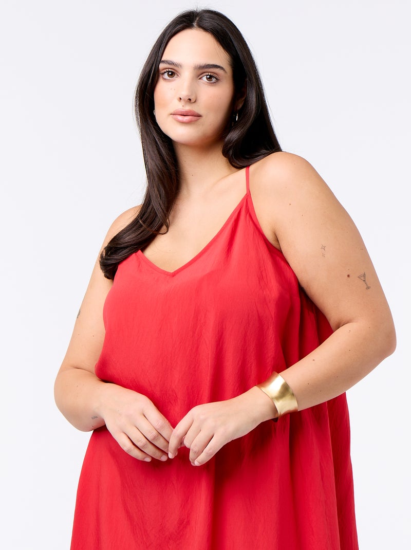 Abito midi con spalline regolabili Rosso - Kiabi