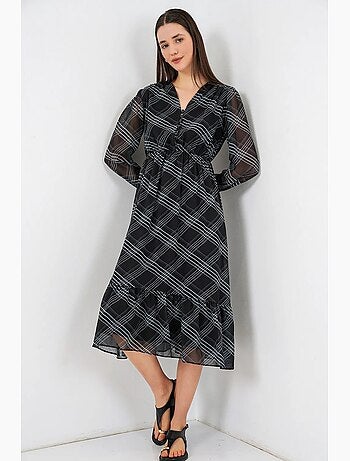 Abito midi con stampa leopardata e scollo a v bdart
