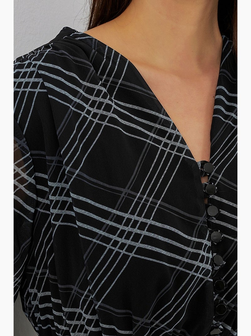 Abito midi con stampa leopardata e scollo a v bdart Nero - Kiabi