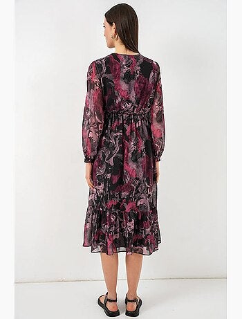 Abito midi con stampa leopardata e scollo a v bdart