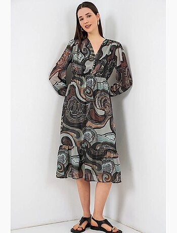 Abito midi con stampa leopardata e scollo a v bdart