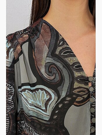 Abito midi con stampa leopardata e scollo a v bdart