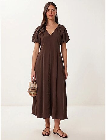Abito midi da donna a linea a con scollo a v istanbul