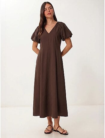 Abito midi da donna a linea a con scollo a v istanbul