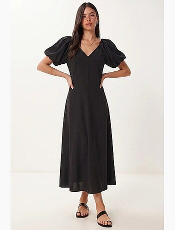 Abito midi da donna a linea a con scollo a v istanbul