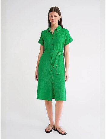 Abito midi dalla vestibilità comoda con colletto a camicia e bottoni mixray