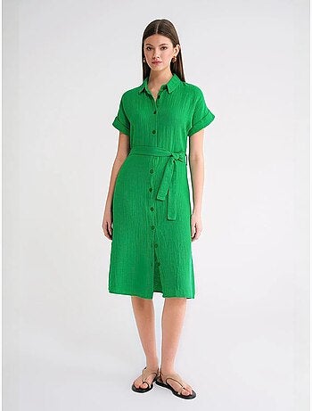 Abito midi dalla vestibilità comoda con colletto a camicia e bottoni mixray