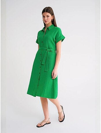 Abito midi dalla vestibilità comoda con colletto a camicia e bottoni mixray