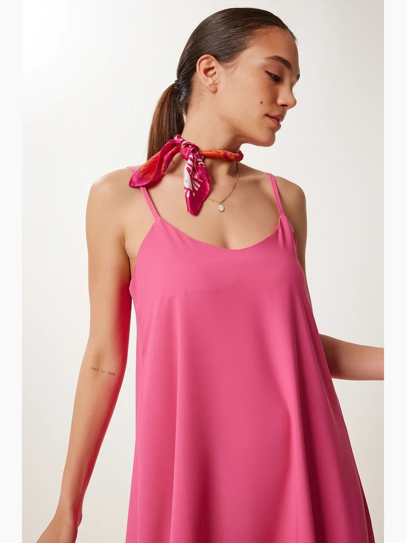 Abito midi dalla vestibilità morbida con scollo a u istanbul Magenta - Kiabi