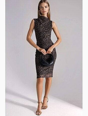 Abito midi drappeggiato con fantasia hiccup