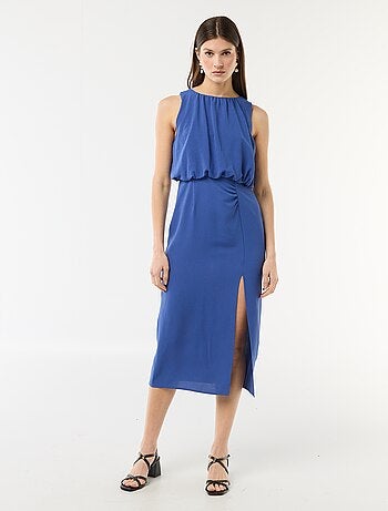 Abito midi effetto drappeggio senza maniche