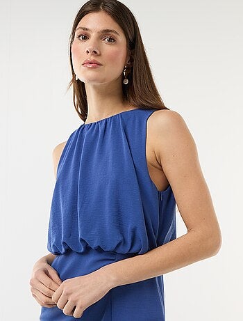 Abito midi effetto drappeggio senza maniche