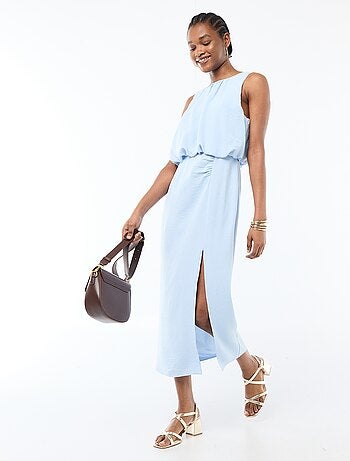 Abito midi effetto drappeggio senza maniche