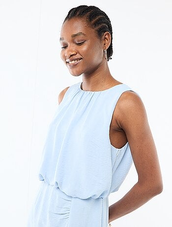 Abito midi effetto drappeggio senza maniche