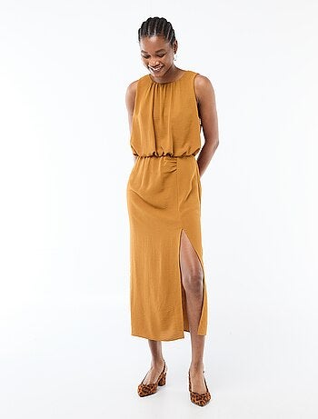 Abito midi effetto drappeggio senza maniche