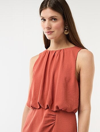 Abito midi effetto drappeggio senza maniche