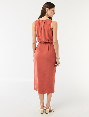 Abito midi effetto drappeggio senza maniche