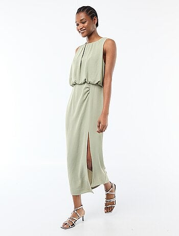 Abito midi effetto drappeggio senza maniche