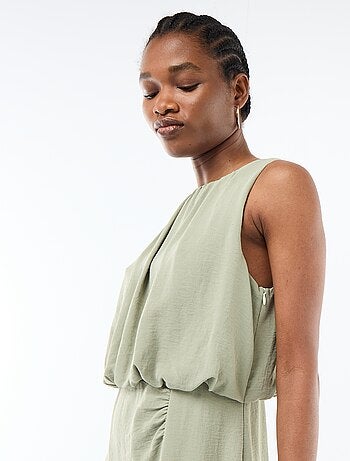 Abito midi effetto drappeggio senza maniche