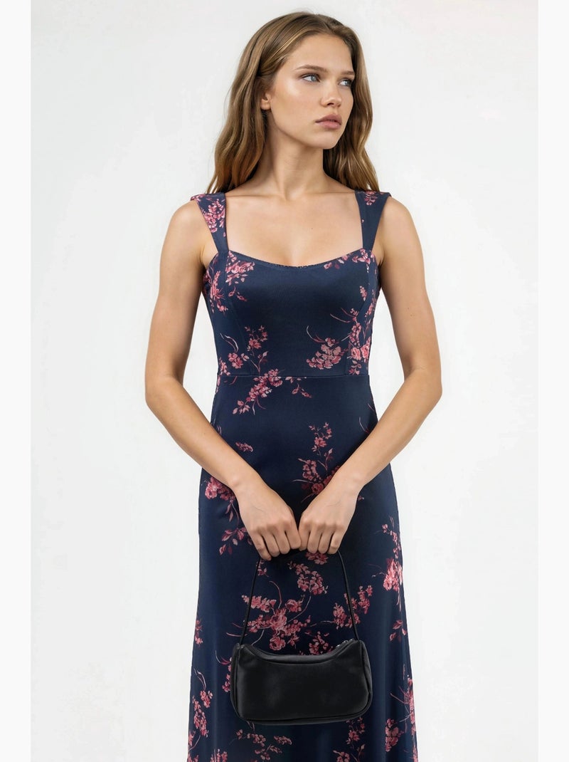 Abito midi floreale con colletto a cuore hiccup Rosa - Kiabi