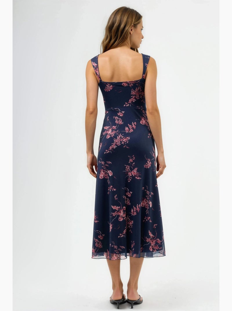 Abito midi floreale con colletto a cuore hiccup Rosa - Kiabi