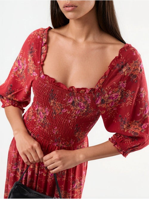 Abito midi floreale con colletto quadrato busem - Kiabi Abito midi floreale con colletto quadrato busem - Kiabi