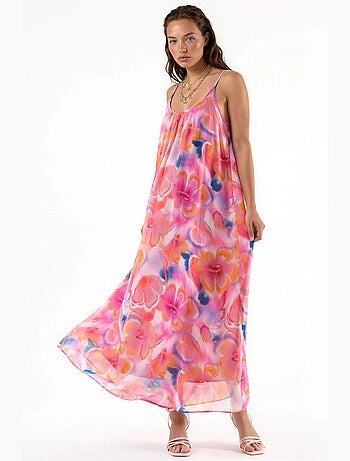 Abito midi floreale con scollo a u busem