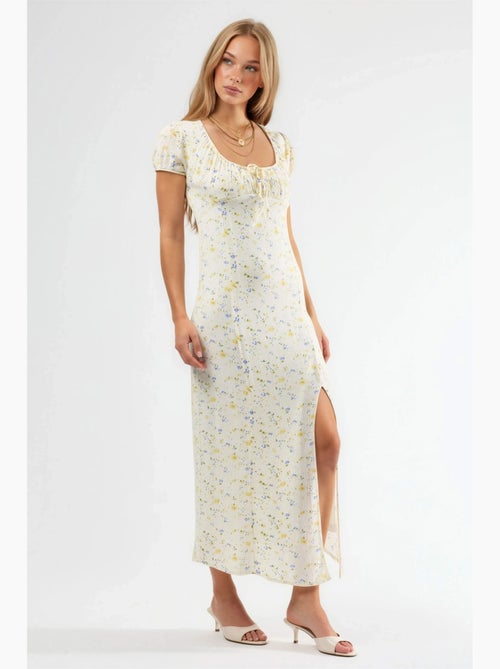 Abito midi floreale con scollo a u e dettaglio fiocco busem - Kiabi Abito midi floreale con scollo a u e dettaglio fiocco busem - Kiabi