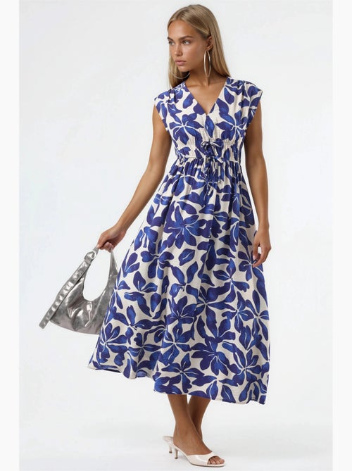 Abito midi floreale con scollo a v e dettaglio fiocco busem - Kiabi Abito midi floreale con scollo a v e dettaglio fiocco busem - Kiabi