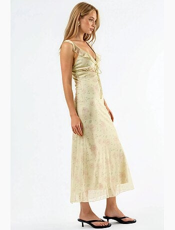 Abito midi floreale con scollo a v hiccup
