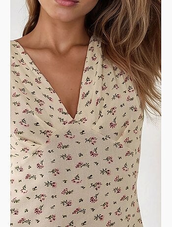 Abito midi floreale con scollo a v hiccup