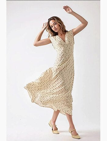 Abito midi floreale con scollo a v hiccup